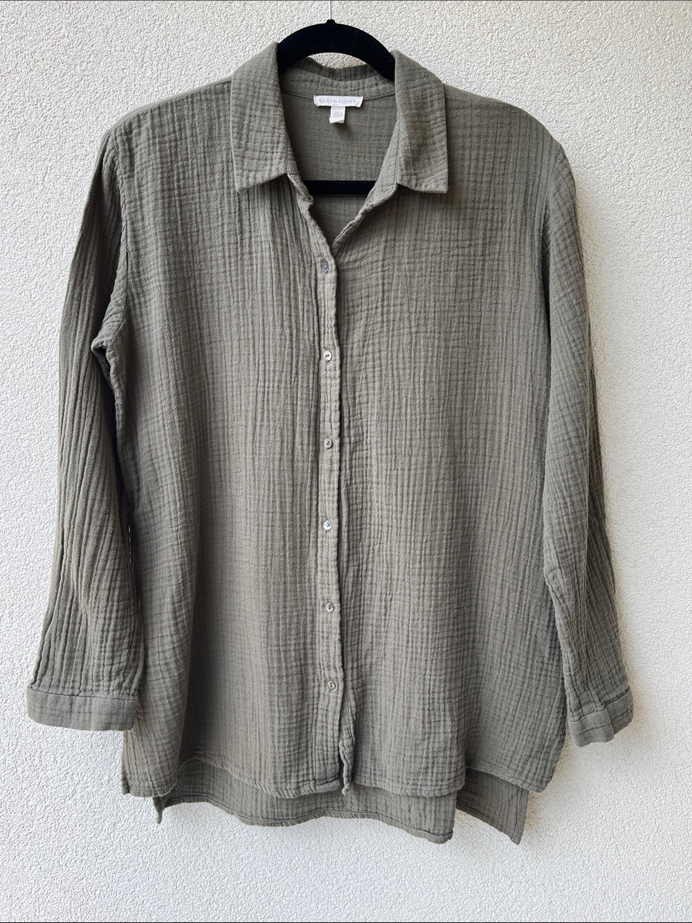 Eileen Fisher Organic Cotton Lofty Gauze Classic Collar Shirt